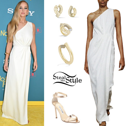 White Dress, Gold Sandals
