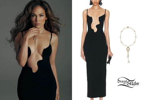 Black Plunge-Neck Dress