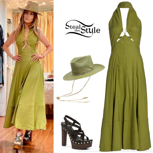 Green Dress, Platform Sandals
