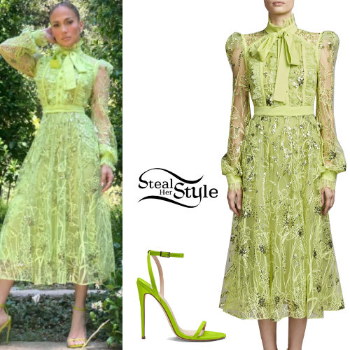 Green Embellished Dress and Shoes