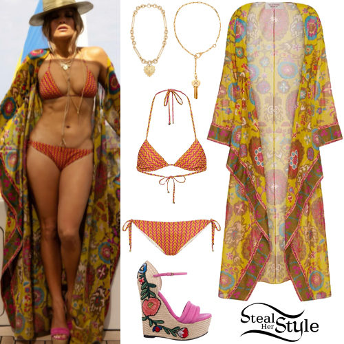 Printed Kimono, Triangle Bikini