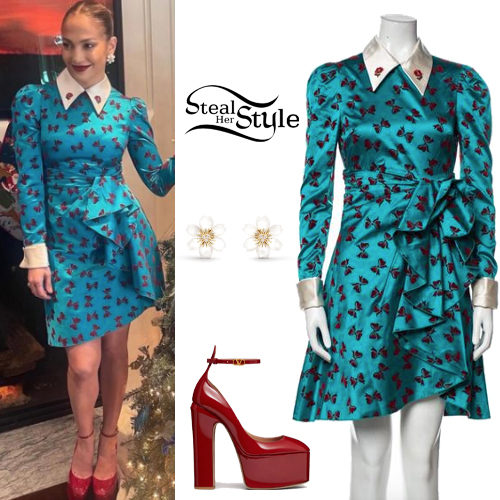 Turquoise Dress, Red Pumps