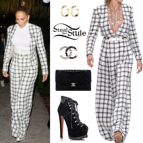 White Checked Suit, Black Bag