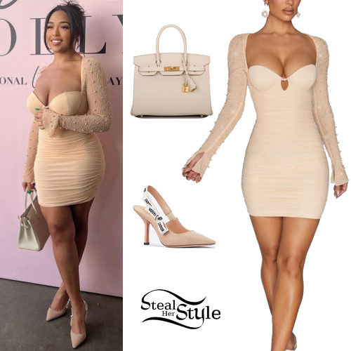 Embellished Mini Dress, Slingback Pumps