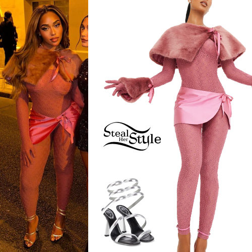 Pink Catsuit with Mini Skirt