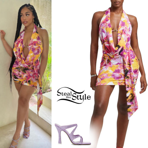 Printed Dress, Lilac Sandals