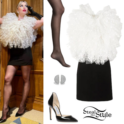 Ruffle Mini Dress, Black Pumps