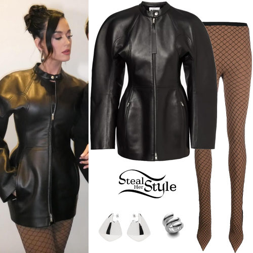 Black Leather Dress, Fishnet Shoes