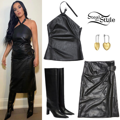 Black Leather Top and Skirt