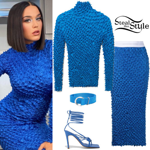 Blue Textured Top and Skirt