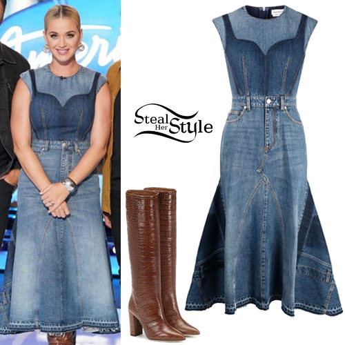 Denim Dress, Brown Boots