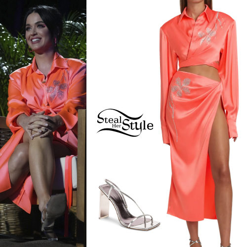 Neon Coral Blouse and Skirt