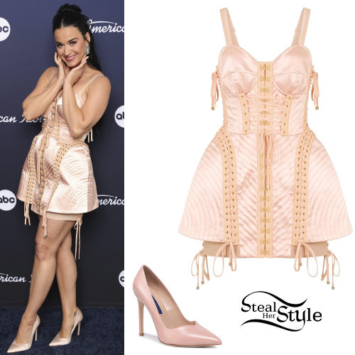 Satin Corset Dress and Pumps