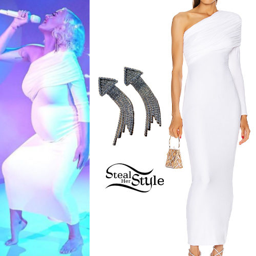 White Gown, Crystal Earrings