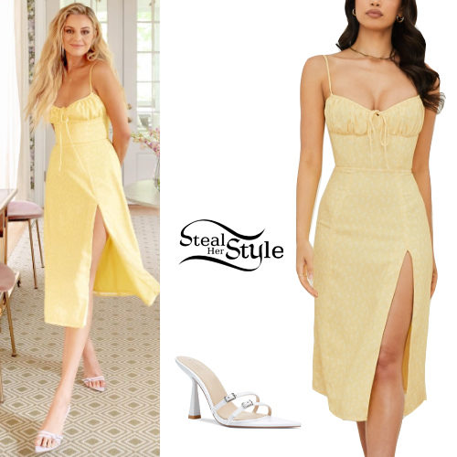Yellow Dress, White Mules