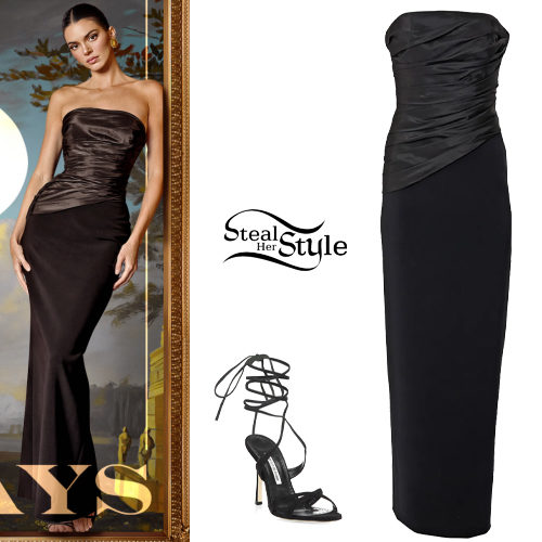 Black Gown, Strappy Sandals