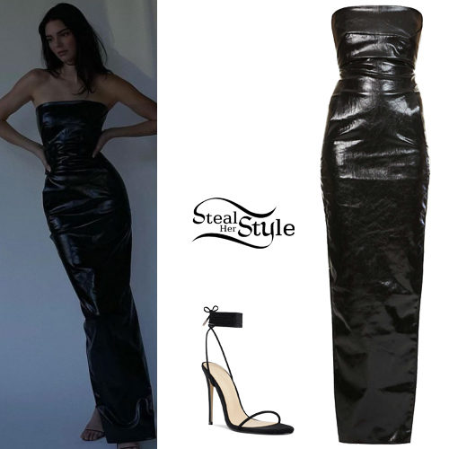 Black Leather Dress and Sandals