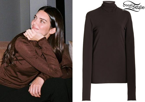 Bottega Veneta Brown Fine Knit Turtleneck Top