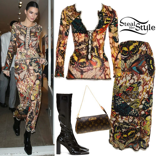 Butterfly Print Top and Skirt