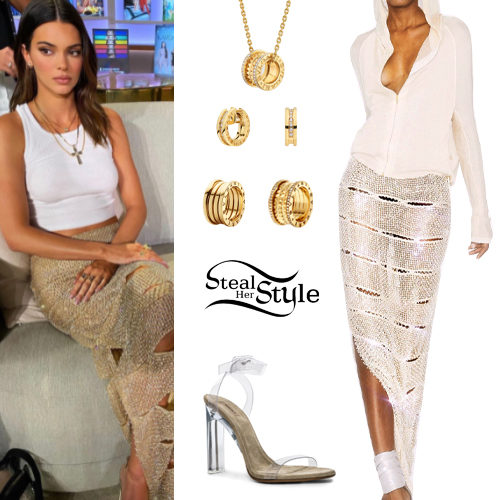 Embellished Skirt, Clear Sandals