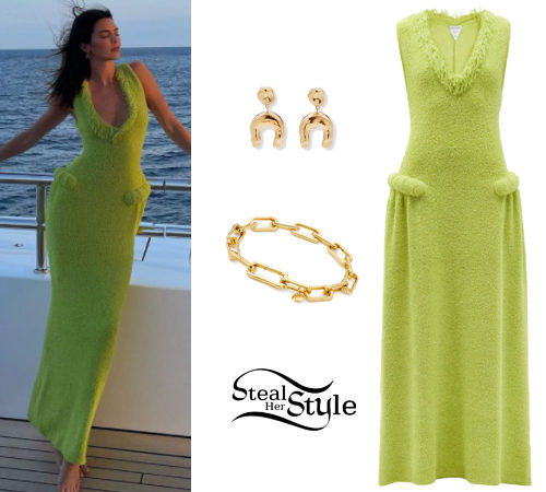 Green Dress, Gold Jewelry