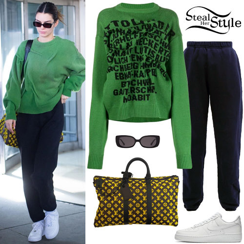 Green Sweater, Black Joggers