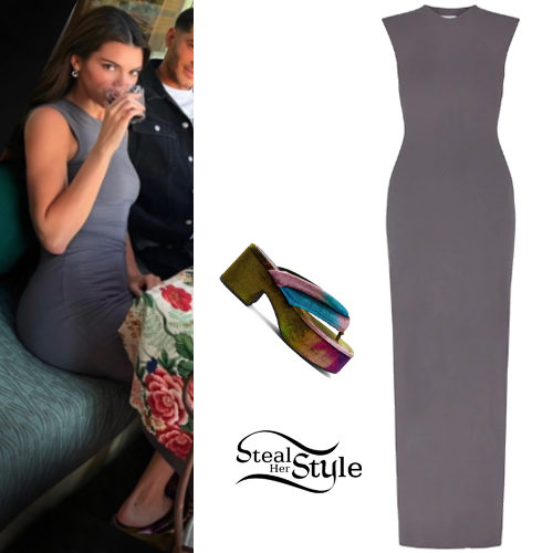 Grey Dress, Platform Sandals