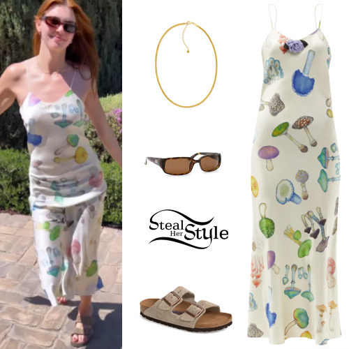 Mushroom Dress, Suede Sandals