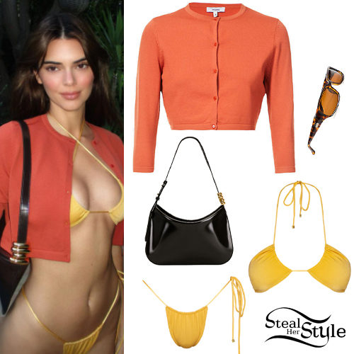 Orange Cardi, Strappy Bikini