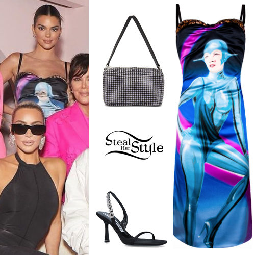 Printed Dress, Black Sandals