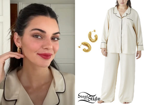 Satin Pajamas, Gold Earrings