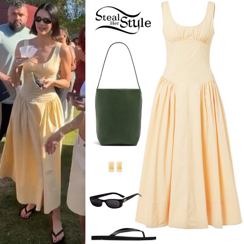 Yellow Dress, Black Flip Flops