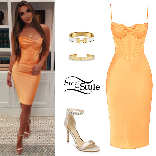 Orange Dress, Satin Sandals