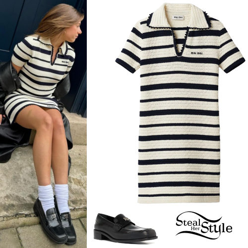 Striped Dress, Black Loafers