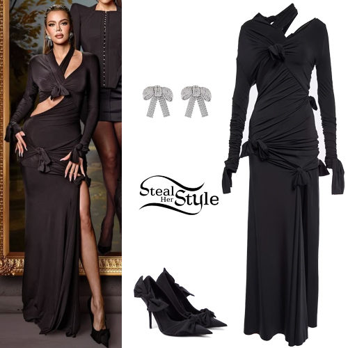 Black Cutout Gown, Bow Pumps