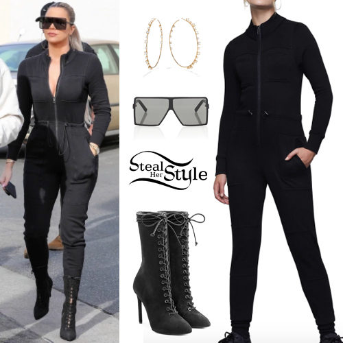 Black Jumpsuit, Lace-Up Boots