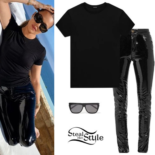 Black Tee and Patent Pants