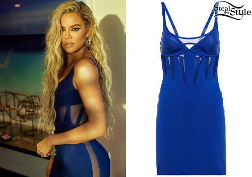 Blue Mesh Mini Dress