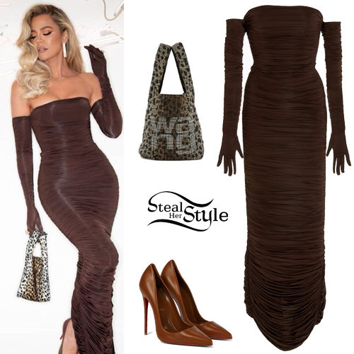 Brown Dress, Leopard Bag