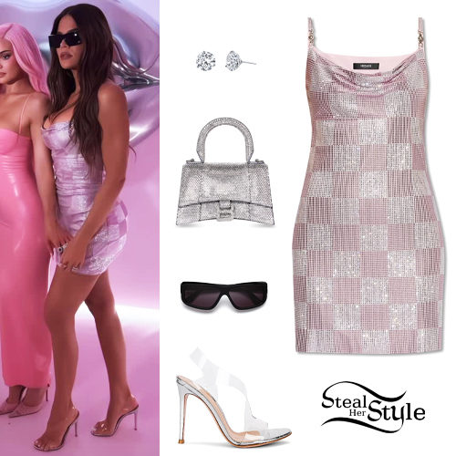 Checked Dress, Clear Sandals