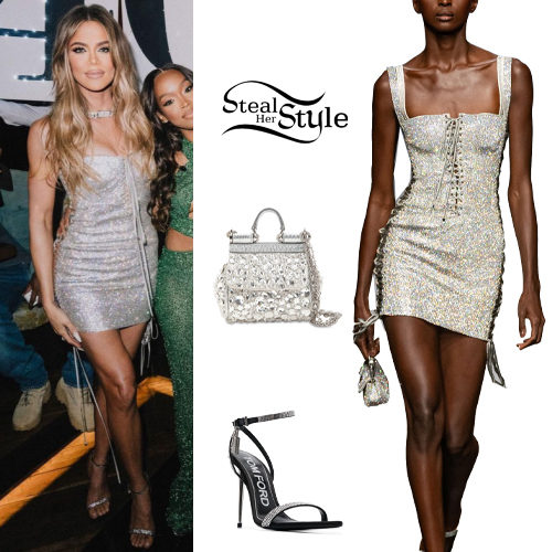 Silver Crystal Mini Dress and Strappy Sandals