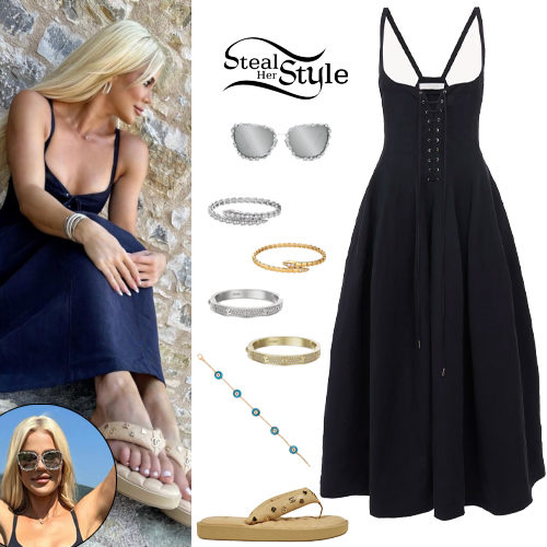 Lace Up Dress, Flip Flop Sandals