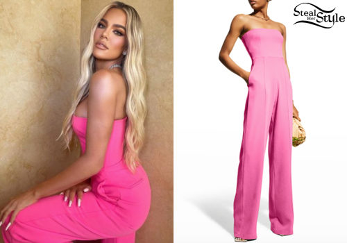 Alex Perry Pink Strapless Wide-Leg Jumpsuit