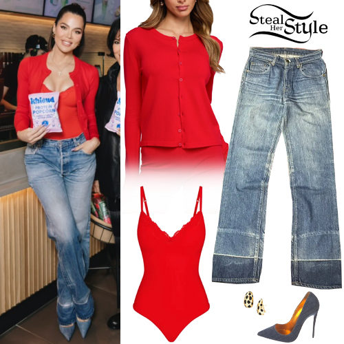 Red Bodysuit and Cardigan