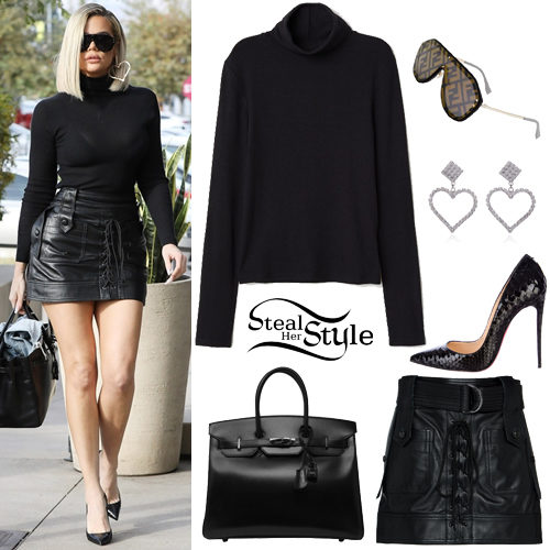 Ribbed Top, Leather Skirt