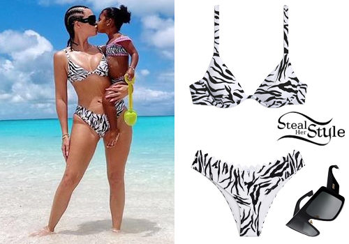 Zebra Print Bikini and Shield Sunglasses