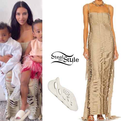 Beige Ribbon Dress, Foam Shoes