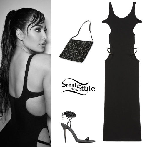 Black Cut-Out Maxi Dress and Lace-Up Sandals