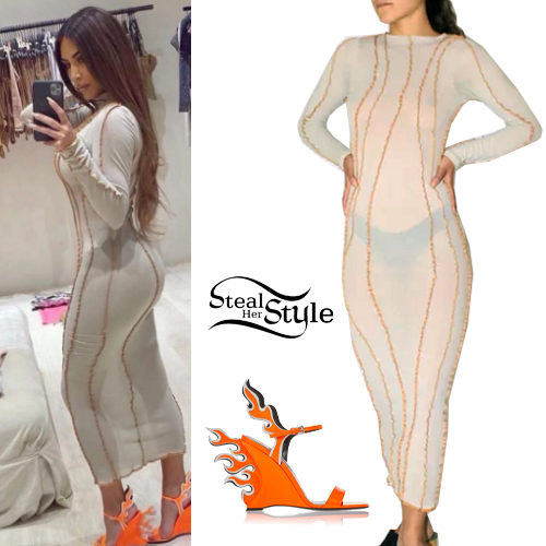 Sheer Dress, Orange Sandals