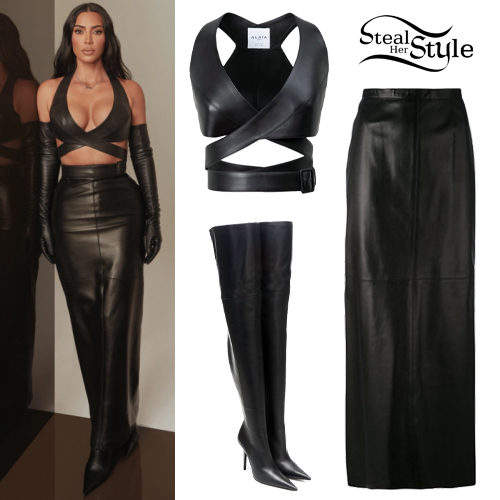 Leather Wrap Crop Top and Long Skirt